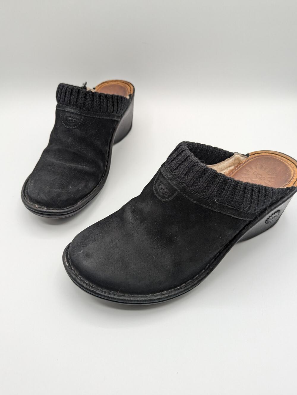 UGG | Gael Wedge Mule Black Suede Shearling Lined Slip Clogs #1934 |Size 8